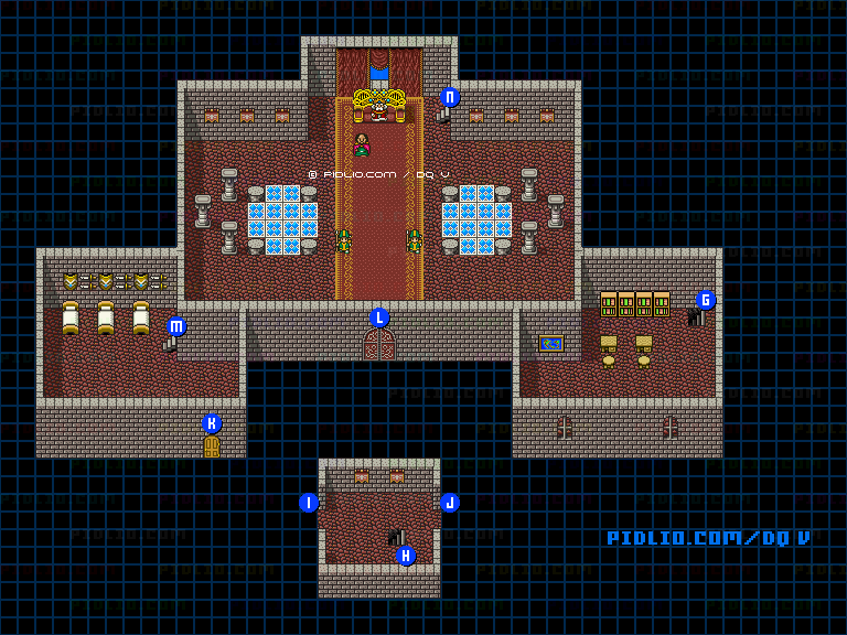 グランバニア城(青年時代前半)城内3Fのマップ画像 / SFC版ドラゴンクエストV攻略 ─ pidlio.com