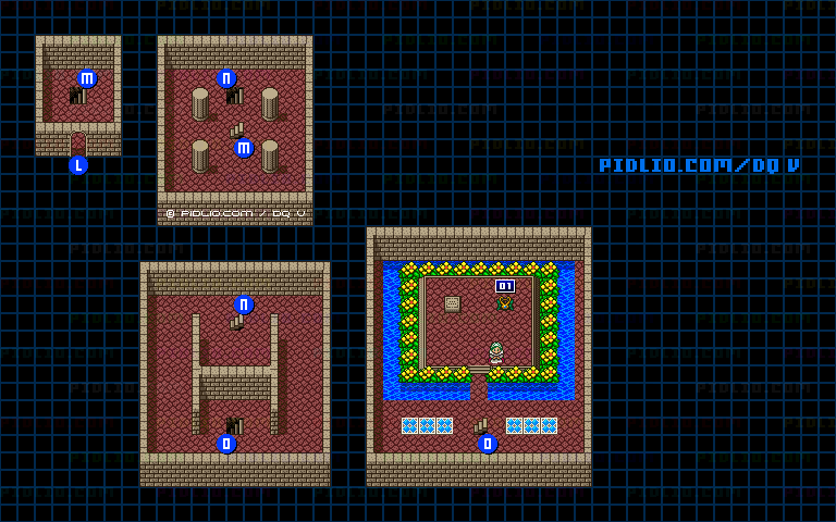 テルパドールの城（青年時代後半）のマップ画像 ／ SFC版ドラゴンクエストV攻略 ─ pidlio.com