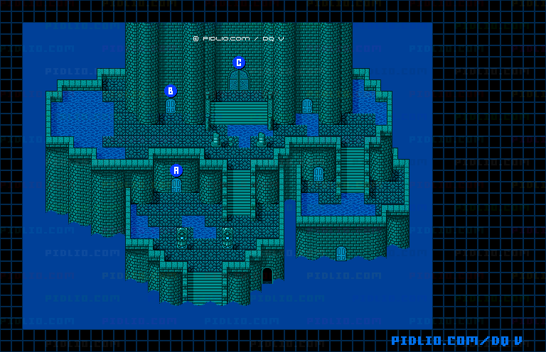 湖底の天空城・外観のマップ画像 / SFC版ドラゴンクエストV攻略 ─ pidlio.com