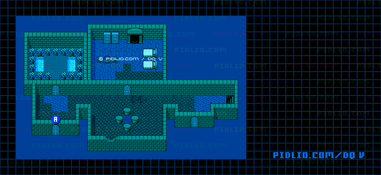 湖底の天空城・城内1Fのマップ画像 / SFC版ドラゴンクエストV攻略 ─ pidlio.com