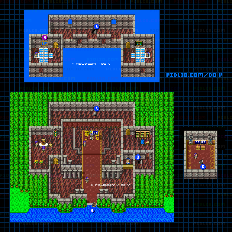 妖精の城・城内のマップ画像 / SFC版ドラゴンクエストV攻略 ─ pidlio.com