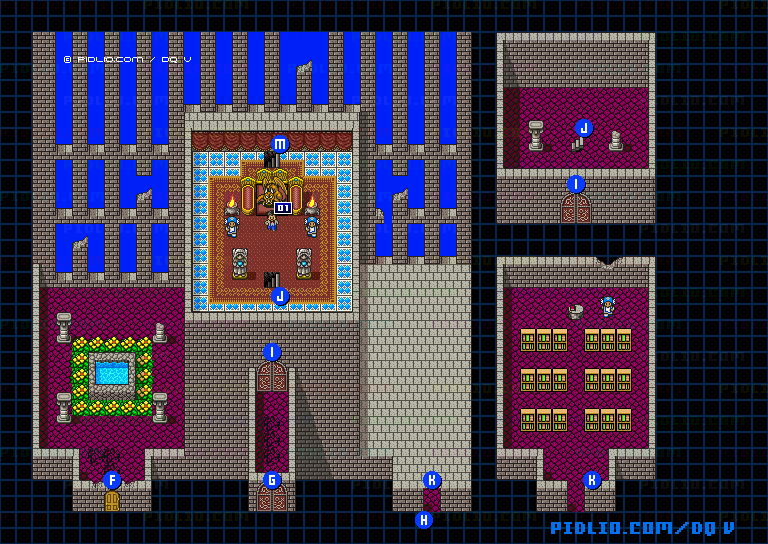 天空城・城内2Fのマップ画像 ／ SFC版ドラゴンクエストV攻略 ─ pidlio.com