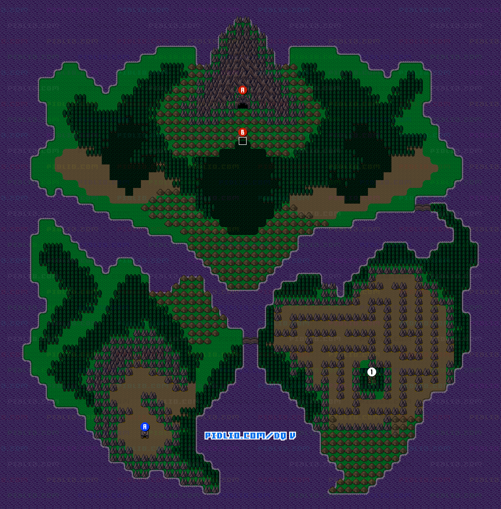 暗黒世界のワールドマップ画像 ／ SFC版ドラゴンクエストV攻略 ─ pidlio.com