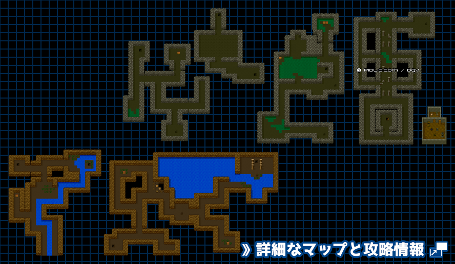 サンタローズの洞窟東側の簡易マップ画像 / SFC版ドラゴンクエスト5攻略 ─ pidlio.com