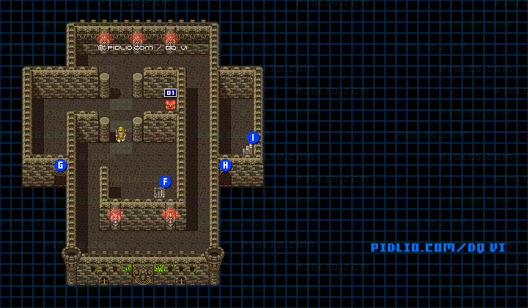 【夢の世界】試練の塔・塔内3階のマップ画像 ／ SFC版ドラゴンクエスト6攻略 ─ pidlio.com