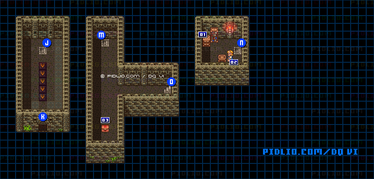 【夢の世界】試練の塔・塔内5階のマップ画像 ／ SFC版ドラゴンクエスト6攻略 ─ pidlio.com