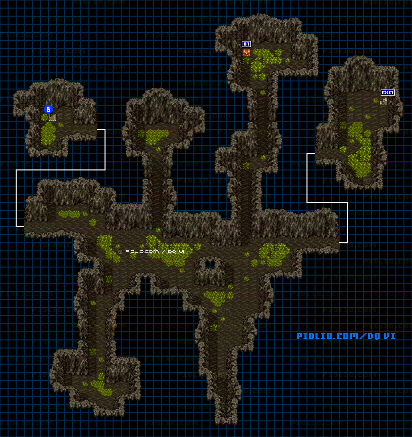 【夢の世界】川の抜け道・地下1階東側のマップ画像 ／ SFC版ドラゴンクエスト6攻略 ─ pidlio.com