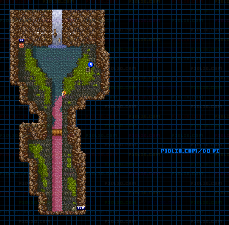 【夢の世界】アモール北の洞窟・地下1階のマップ画像 ／ SFC版ドラゴンクエスト6攻略 ─ pidlio.com