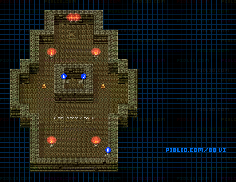 【夢の世界】地底魔城・地下2階のマップ画像 ／ SFC版ドラゴンクエスト6攻略 ─ pidlio.com