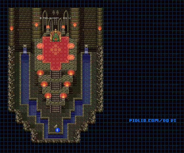 【夢の世界】地底魔城・地下3階・ムドーの部屋のマップ画像 ／ SFC版ドラゴンクエスト6攻略 ─ pidlio.com