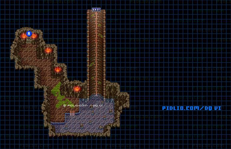 【夢の世界】謎の洞窟後半・のマップ画像 ／ SFC版ドラゴンクエスト6攻略 ─ pidlio.com