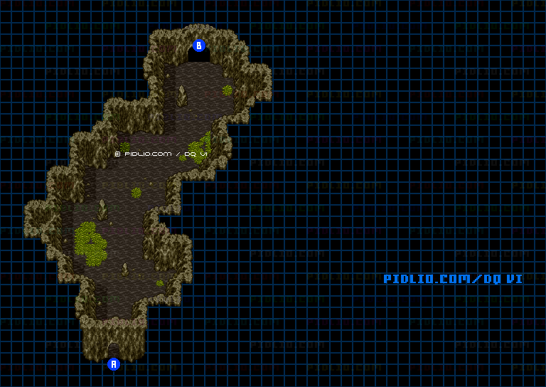 【夢の世界】謎の洞窟後半・のマップ画像 ／ SFC版ドラゴンクエスト6攻略 ─ pidlio.com