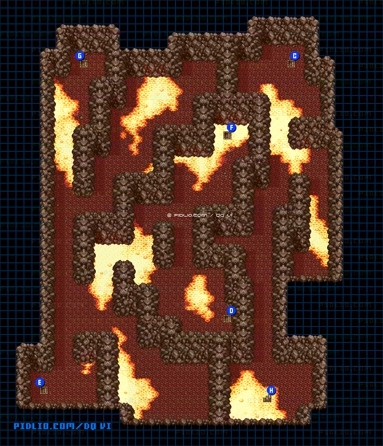 【夢の世界】謎の洞窟後半・のマップ画像 ／ SFC版ドラゴンクエスト6攻略 ─ pidlio.com