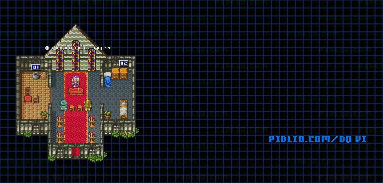 【夢の世界】森の教会のマップ画像 ／ SFC版ドラゴンクエスト6攻略 ─ pidlio.com