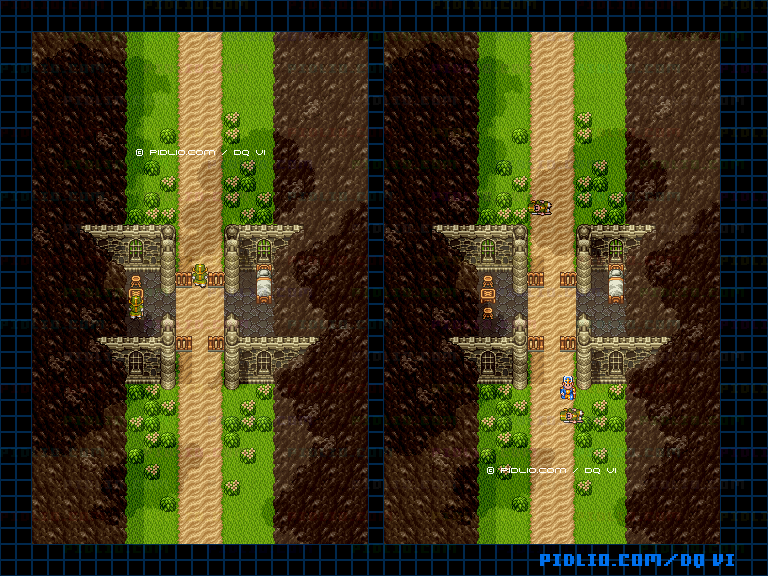 【夢の世界】レイドック南東の関所のマップ画像 / SFC版ドラゴンクエスト6攻略 ─ pidlio.com