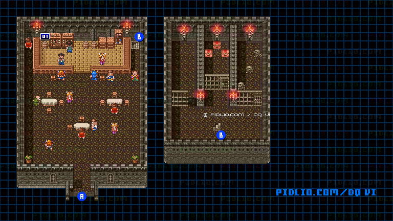 【夢の世界】ひょうたん島・行き・船内のマップ画像 / SFC版ドラゴンクエスト6攻略 ─ pidlio.com