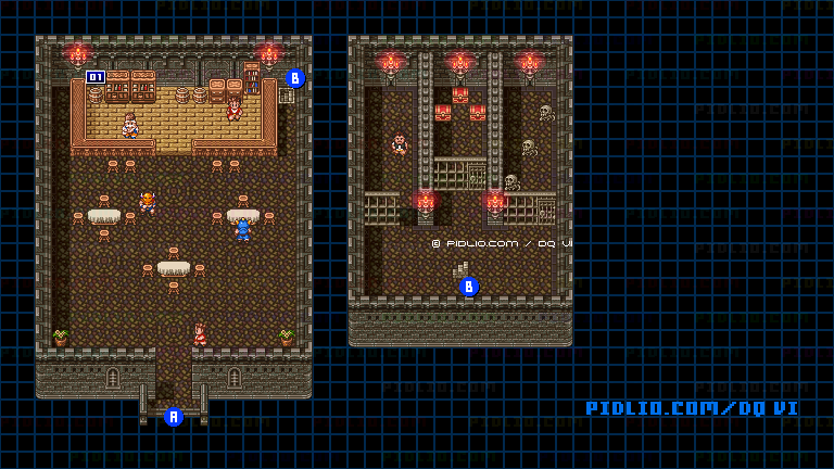 【夢の世界】ひょうたん島・帰り・船内のマップ画像 / SFC版ドラゴンクエスト6攻略 ─ pidlio.com