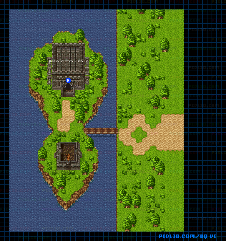 【夢の世界】ひょうたん島・入手後・船外のマップ画像 / SFC版ドラゴンクエスト6攻略 ─ pidlio.com