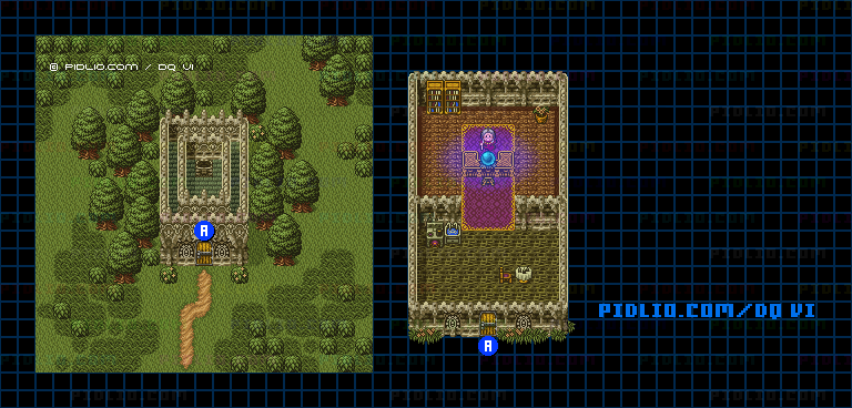 【夢の世界】グレイス東の占いの館のマップ画像 ／ SFC版ドラゴンクエスト6攻略 ─ pidlio.com