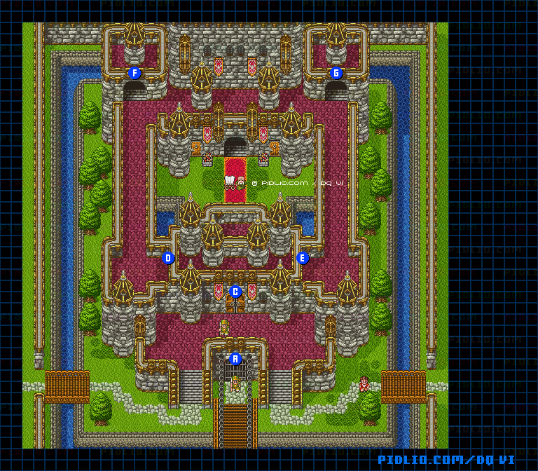 【夢の世界】レイドック城・外観のマップ画像 / SFC版ドラゴンクエスト6攻略 ─ pidlio.com