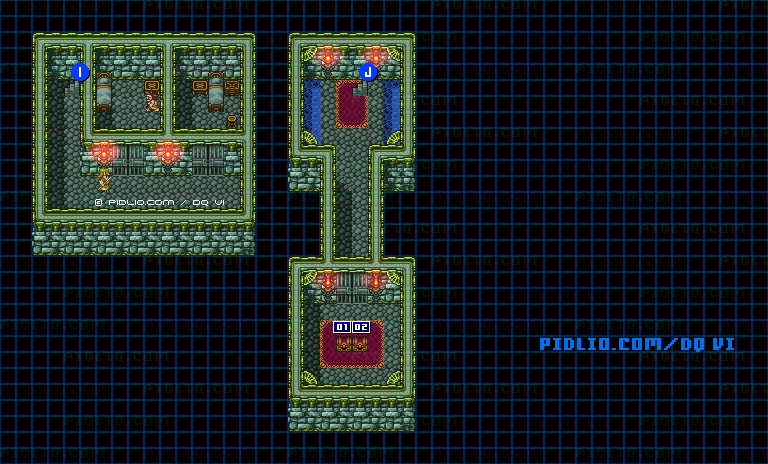 【夢の世界】レイドック城・地下のマップ画像 / SFC版ドラゴンクエスト6攻略 ─ pidlio.com