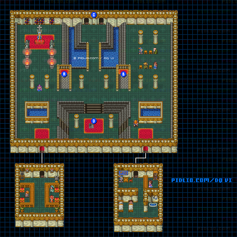 【夢の世界】ダーマ神殿・地下1階のマップ画像 ／ SFC版ドラゴンクエスト6攻略 ─ pidlio.com
