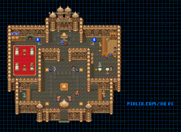 【夢の世界】スライム格闘場・1階のマップ画像 / SFC版ドラゴンクエスト6攻略 ─ pidlio.com