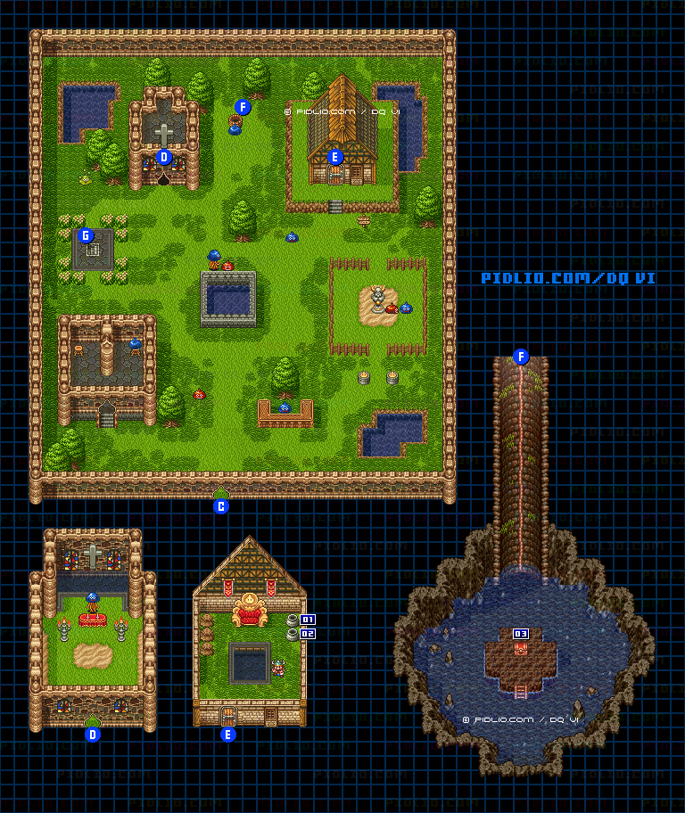 【夢の世界】スライム格闘場・地下1階スライム専用エリアのマップ画像 / SFC版ドラゴンクエスト6攻略 ─ pidlio.com