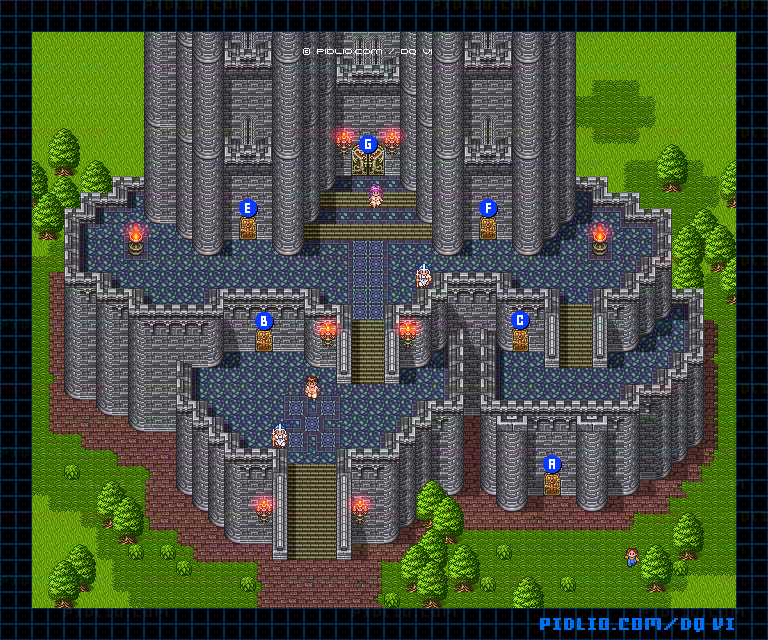 【夢の世界】ゼニスの城・外観のマップ画像 / SFC版ドラゴンクエスト6攻略 ─ pidlio.com