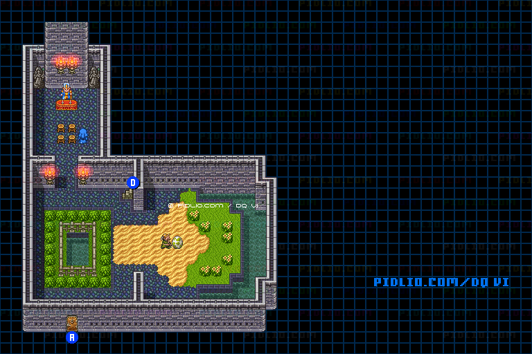 【夢の世界】ゼニスの城・1階のマップ画像 / SFC版ドラゴンクエスト6攻略 ─ pidlio.com