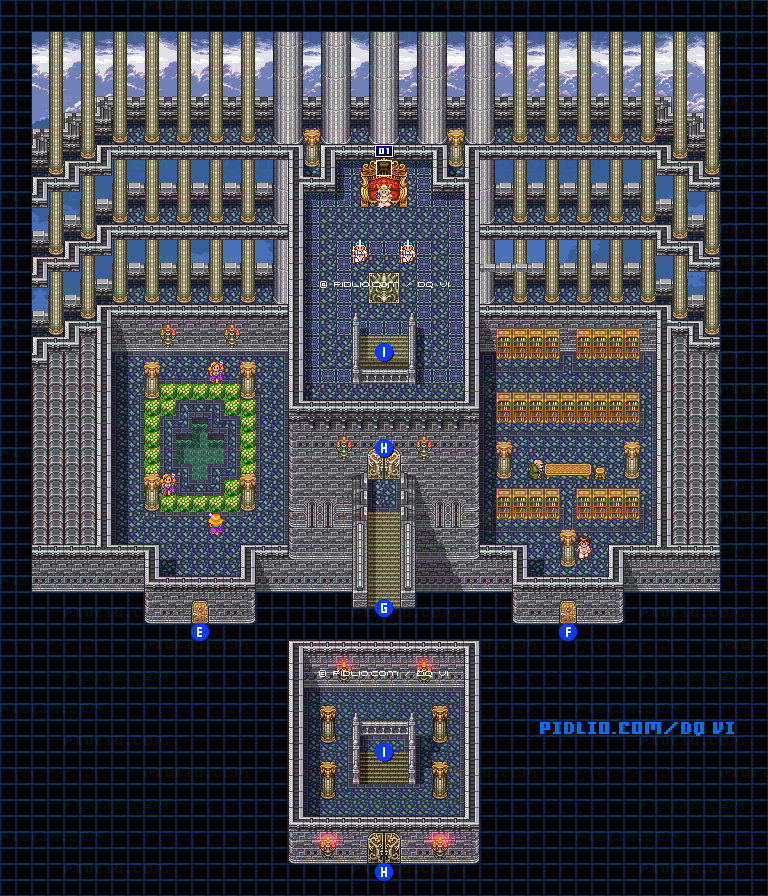 【夢の世界】ゼニスの城・最上階のマップ画像 / SFC版ドラゴンクエスト6攻略 ─ pidlio.com