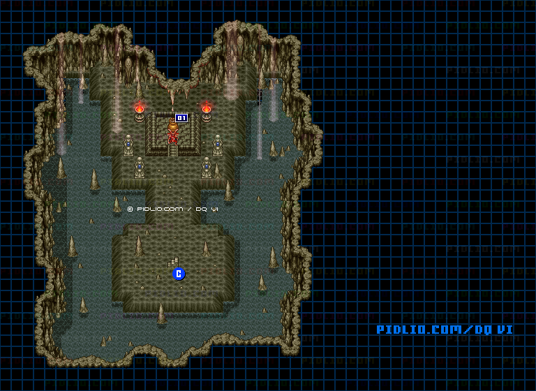 【現実の世界】夢見の洞窟・地下4階のマップ画像 ／ SFC版ドラゴンクエスト6攻略 ─ pidlio.com