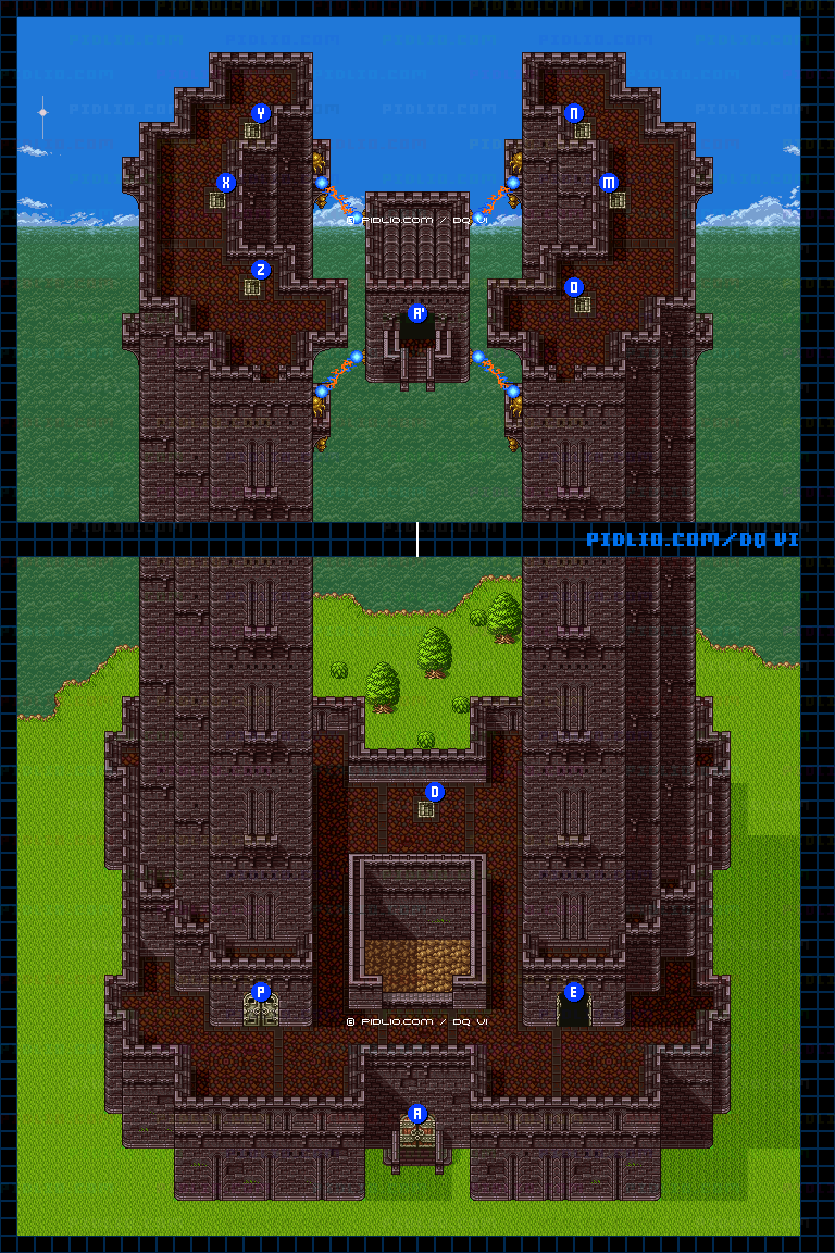 【現実の世界】月鏡の塔・外観のマップ画像 ／ SFC版ドラゴンクエスト6攻略 ─ pidlio.com