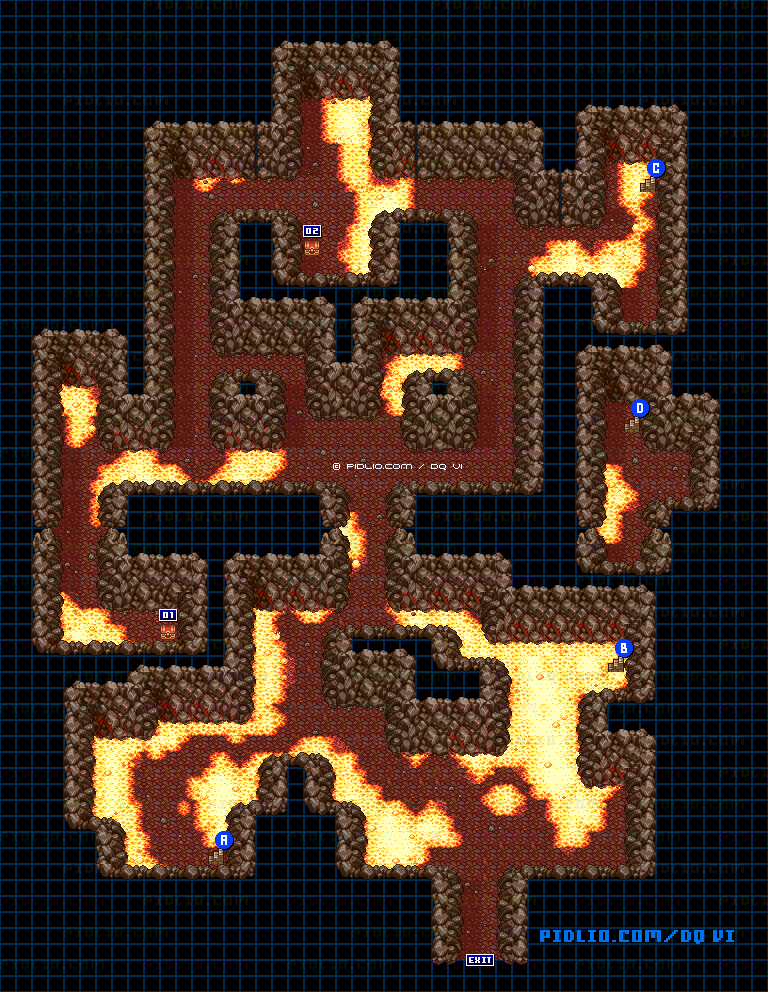 【現実の世界】ムドーの島・1階のマップ画像 ／ SFC版ドラゴンクエスト6攻略 ─ pidlio.com