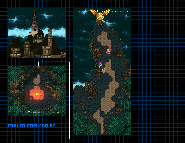 【現実の世界】ムドーの島・頂上のマップ画像 ／ SFC版ドラゴンクエスト6攻略 ─ pidlio.com