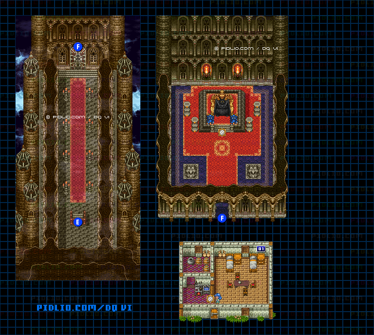 【現実の世界】ムドーの城・ムドーの部屋のマップ画像 ／ SFC版ドラゴンクエスト6攻略 ─ pidlio.com