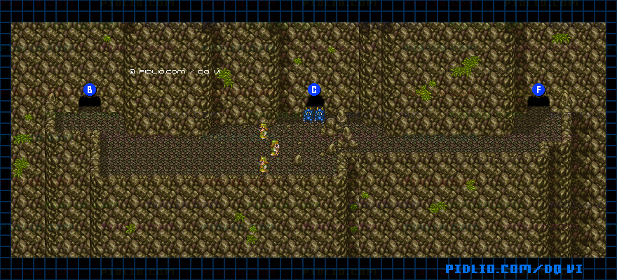 【現実の世界】旅の洞窟・地下2階山道のマップ画像 ／ SFC版ドラゴンクエスト6攻略 ─ pidlio.com