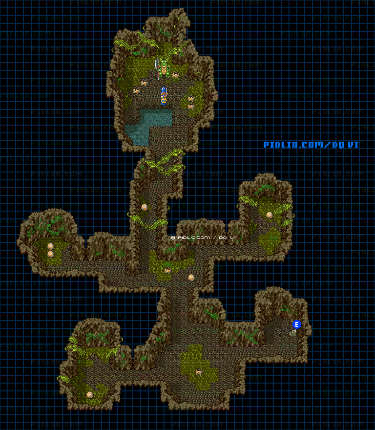 【現実の世界】旅の洞窟・地下4階のマップ画像 ／ SFC版ドラゴンクエスト6攻略 ─ pidlio.com