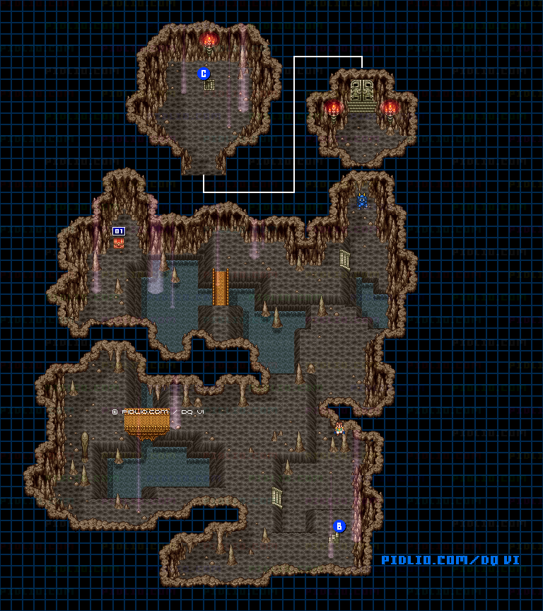 【現実の世界】洗礼のほこら・地下3階のマップ画像 ／ SFC版ドラゴンクエスト6攻略 ─ pidlio.com