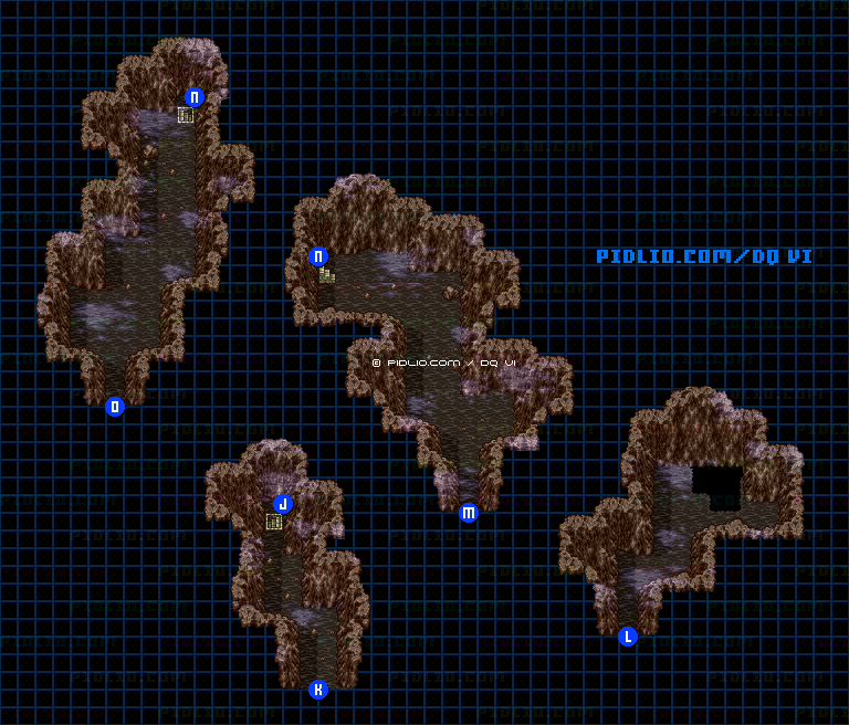 【現実の世界】運命の壁・絶壁上層の洞窟内のマップ画像 ／ SFC版ドラゴンクエスト6攻略 ─ pidlio.com