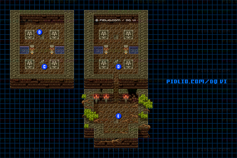 【現実の世界】不思議な洞窟・地下3階のマップ画像 ／ SFC版ドラゴンクエスト6攻略 ─ pidlio.com