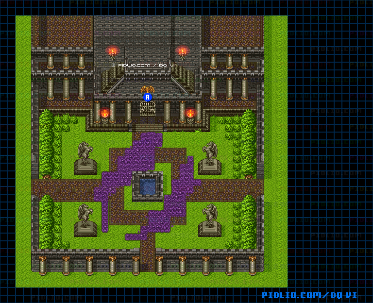 【現実の世界】天馬の塔・下層外観のマップ画像 ／ SFC版ドラゴンクエスト6攻略 ─ pidlio.com