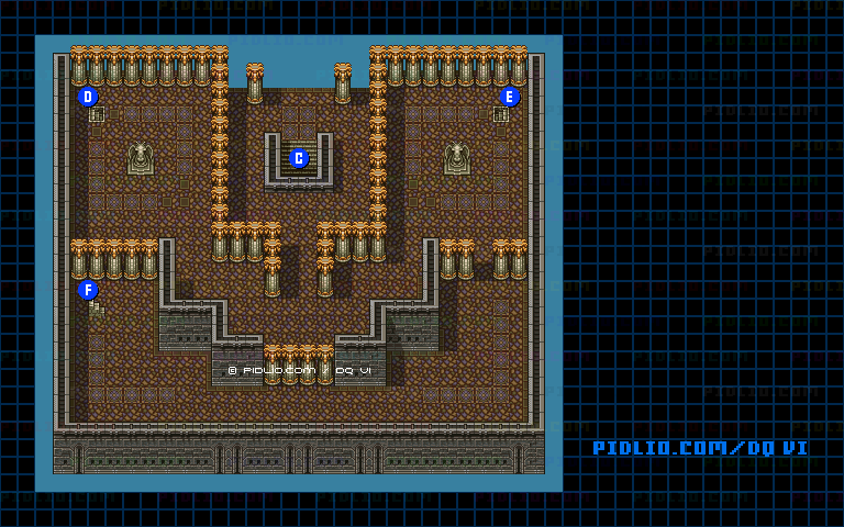 【現実の世界】天馬の塔・2階のマップ画像 ／ SFC版ドラゴンクエスト6攻略 ─ pidlio.com