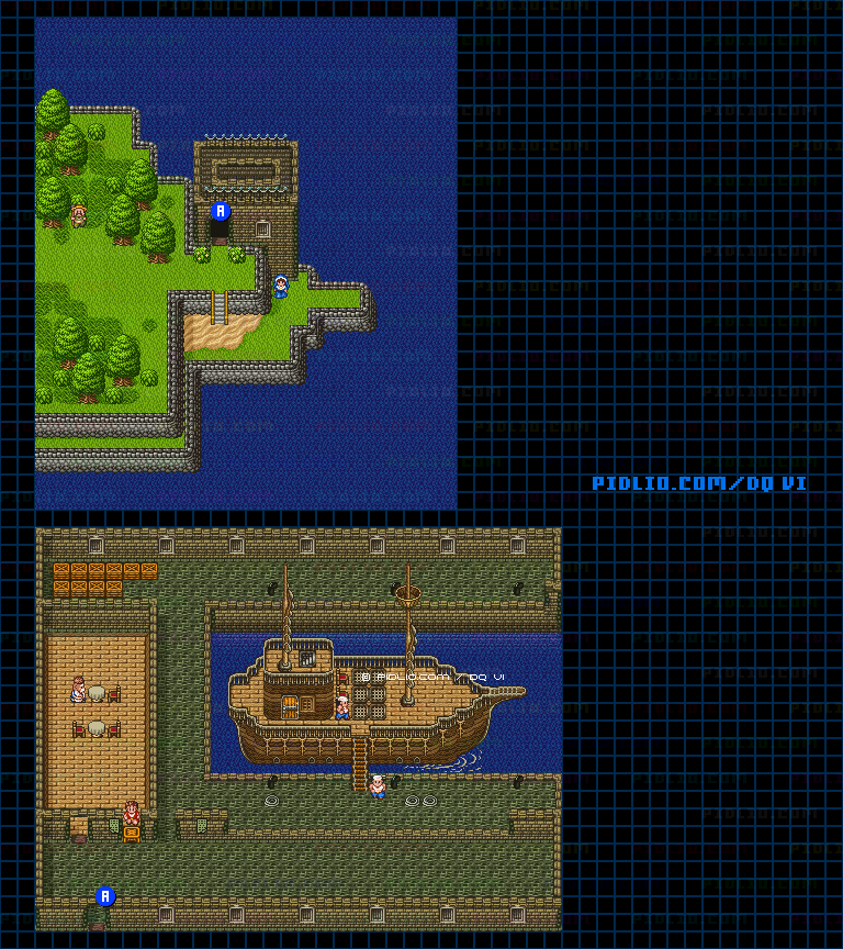 【現実の世界】船着場のマップ画像 / SFC版ドラゴンクエスト6攻略 ─ pidlio.com