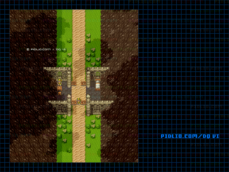 【現実の世界】レイドック北の関所のマップ画像 ／ SFC版ドラゴンクエスト6攻略 ─ pidlio.com