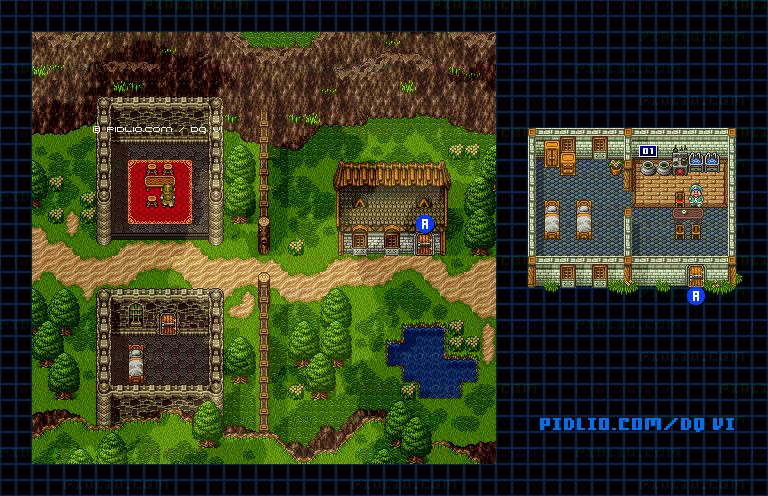 【現実の世界】ホルコッタ北の関所のマップ画像 / SFC版ドラゴンクエスト6攻略 ─ pidlio.com