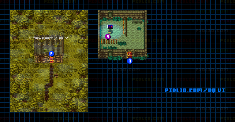 【現実の世界】ホルストック南西の小屋のマップ画像 / SFC版ドラゴンクエスト6攻略 ─ pidlio.com