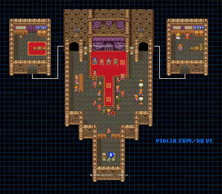 【現実の世界】ポルテの館・地下1階のマップ画像 / SFC版ドラゴンクエスト6攻略 ─ pidlio.com