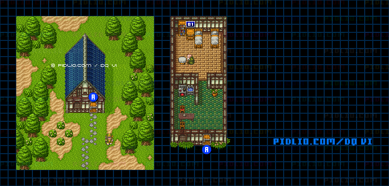 【現実の世界】ふもとの家のマップ画像 / SFC版ドラゴンクエスト6攻略 ─ pidlio.com