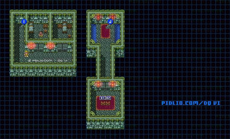 【現実の世界】レイドック城・地下のマップ画像 ／ SFC版ドラゴンクエスト6攻略 ─ pidlio.com